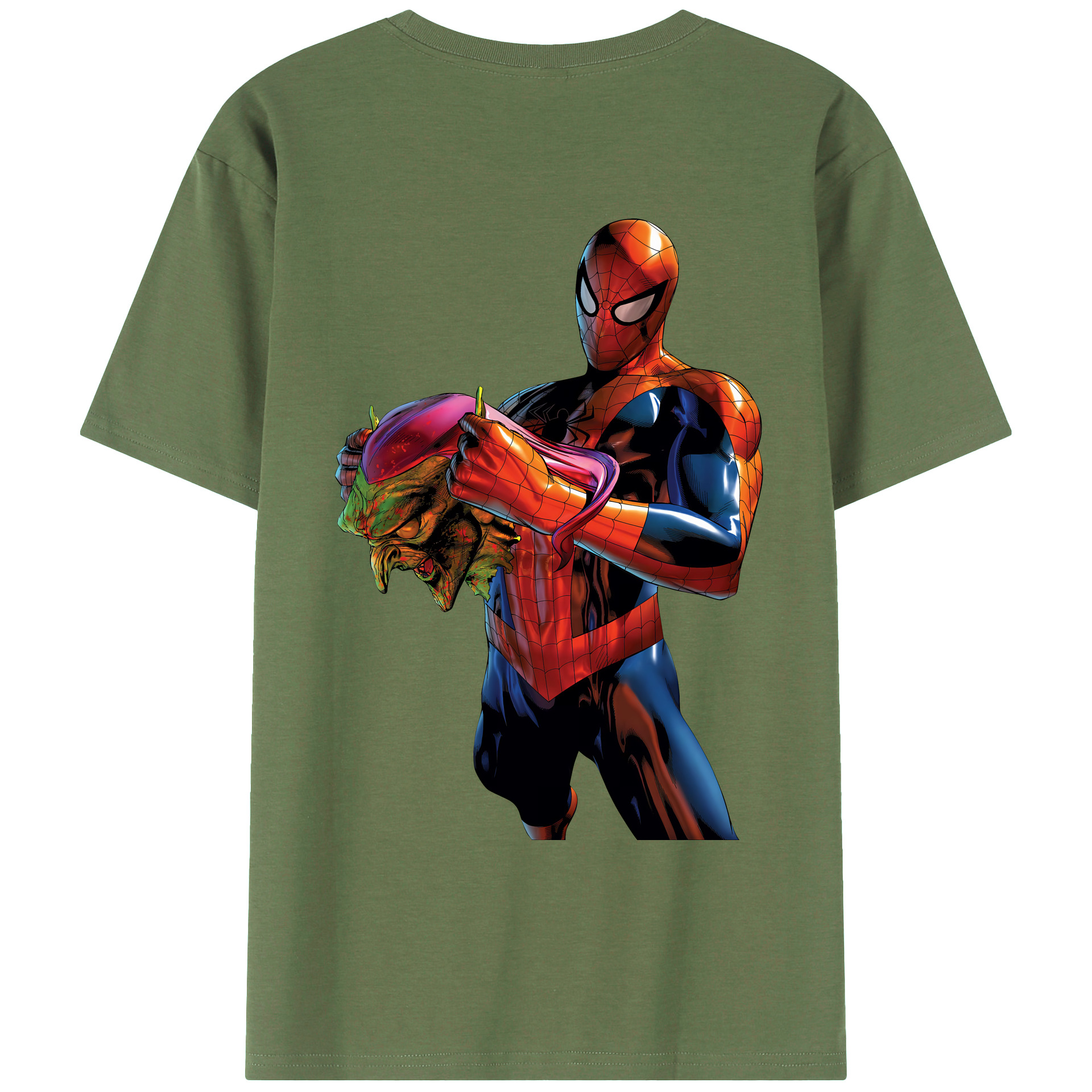 （画像用） Spider Man スパイダーマン 綿100％ メンズ半袖Tシャツ（バックプリント） 通気性